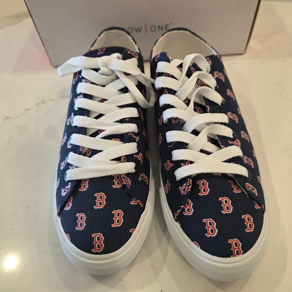 Boston Red Sox Canvas Sneakers Navy Blue MLB Shoes‎ Mens 5.5 Womens 7 Row One
